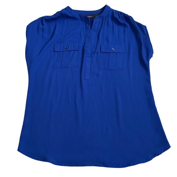 INC international concepts Petite Blue Button-Front Blouse P/S Top women - Picture 1 of 7